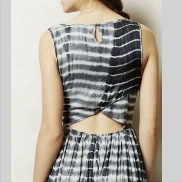 NEUW for Anthropologie Blue/Gray Shibori Cutout Maxi Dress Size Large - Picture 2 of 14